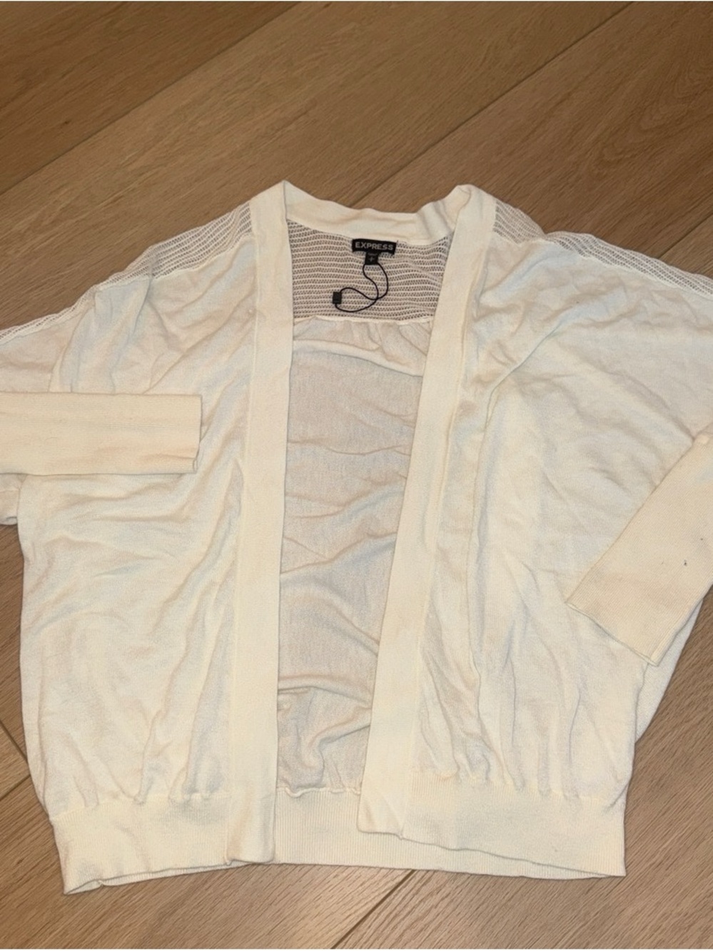 Express Cream Open-Front Lightweight Cardigan Sweater